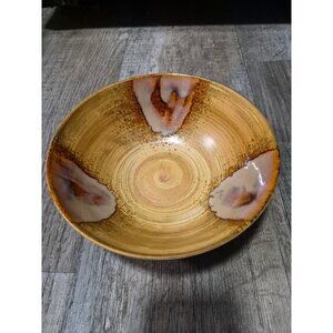 Sango Splash 4951 Ceramic Serving Bowl 7.75" Brown Beige Drip Glaze Design